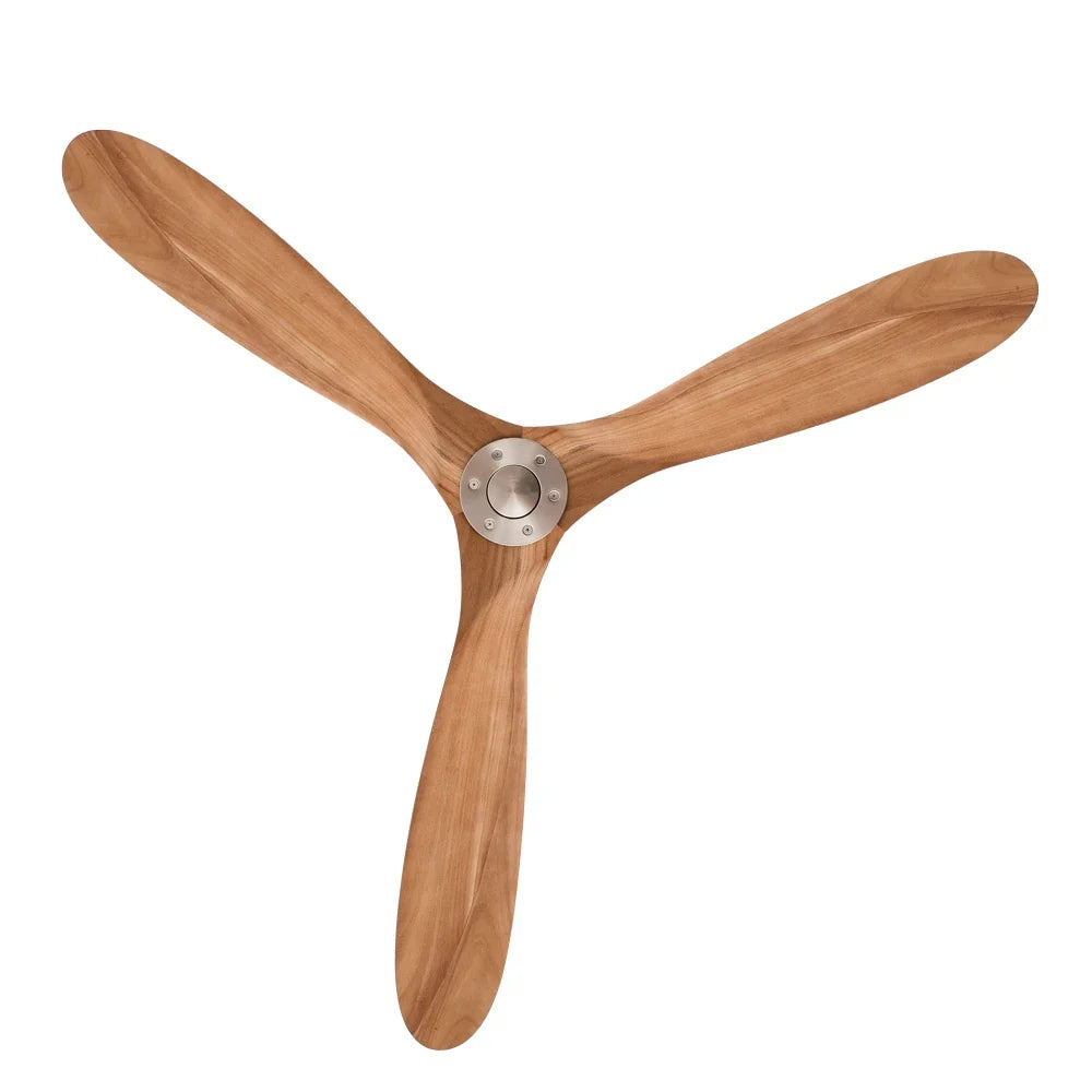 The three solid wood blades seen from directly below