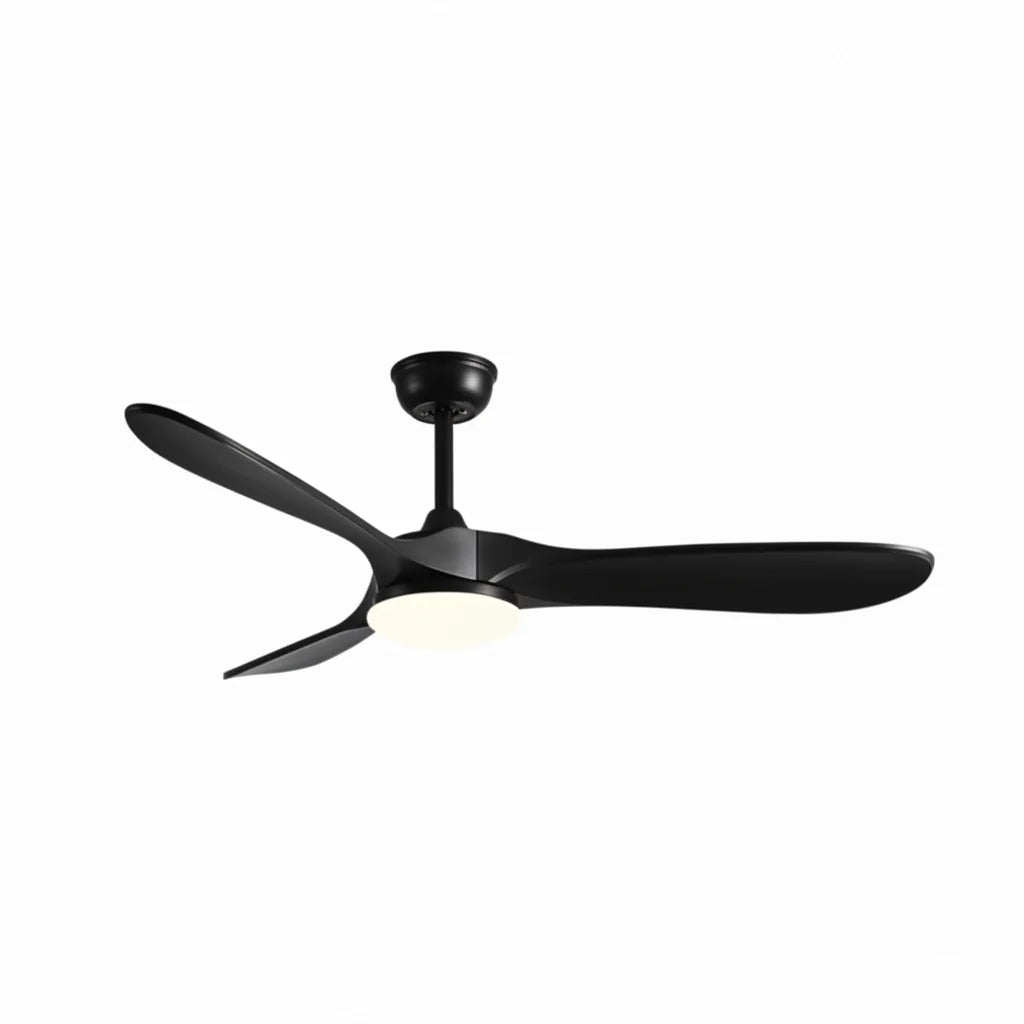 Savannah ceiling fan in matte black black, seen from the side