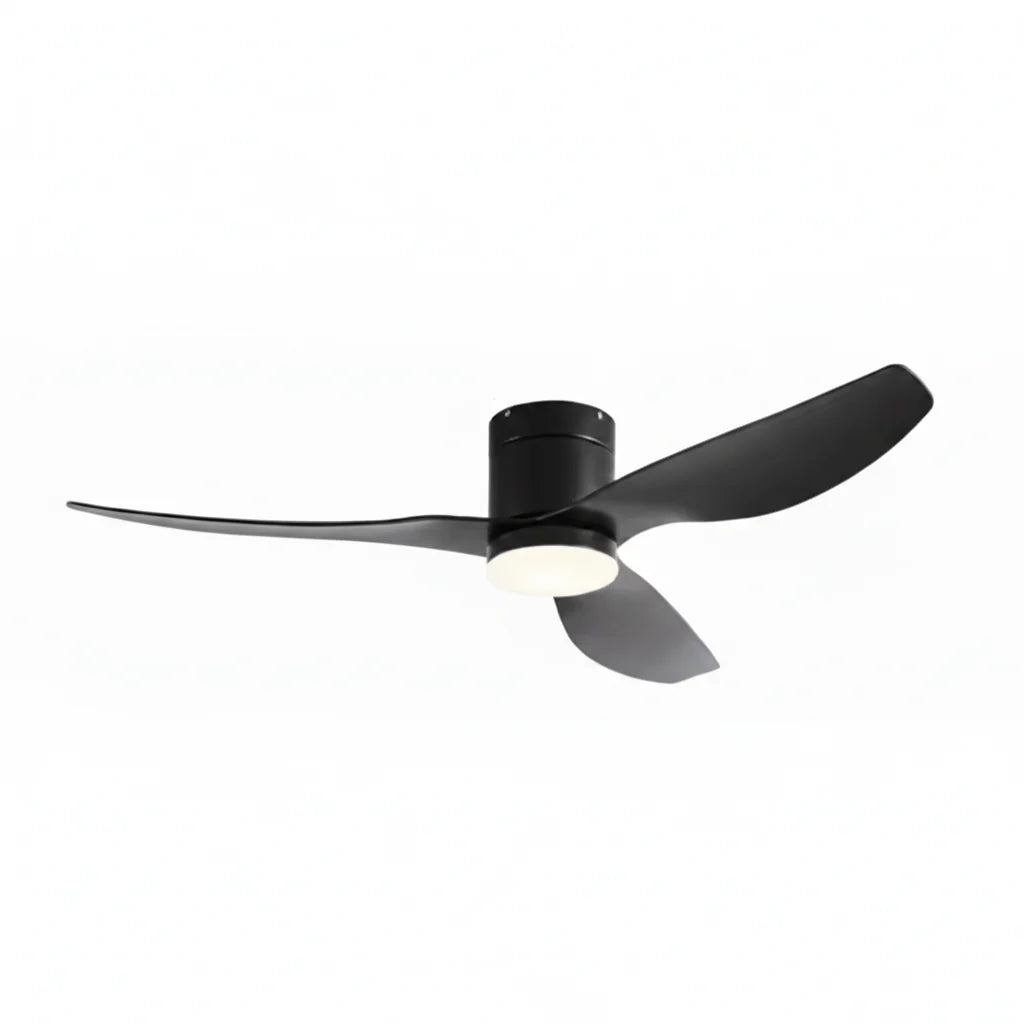 Marlow ceiling fan in matte black black, seen from the side