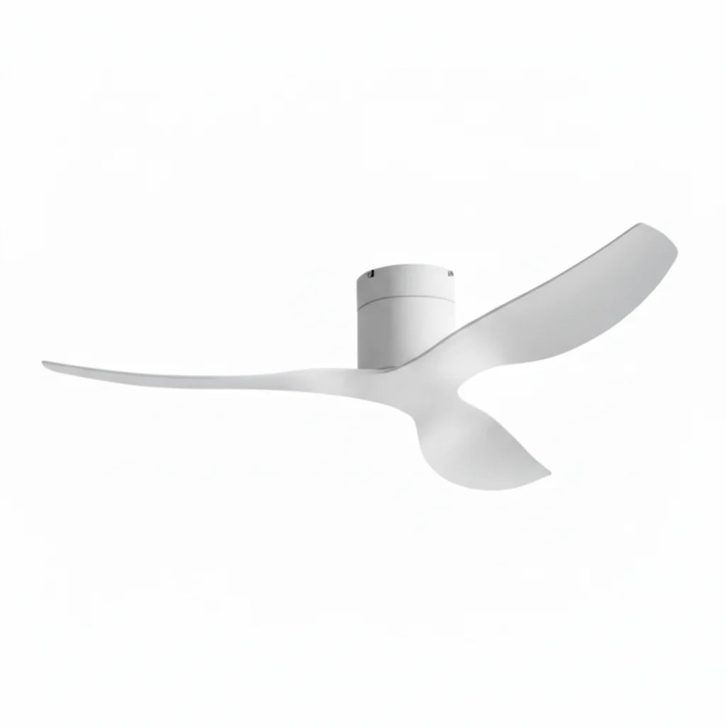 Hollis ceiling fan in white white, seen from the side