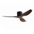 Hollis ceiling fan in matte black dark walnut, seen from the side