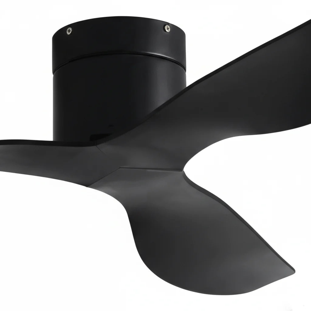 Close-up of the matte black housing where the black blades meet