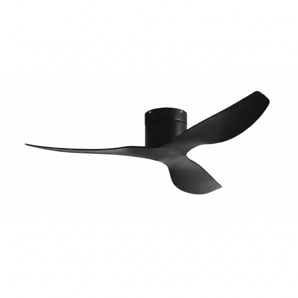 Hollis ceiling fan in matte black black, seen from the side