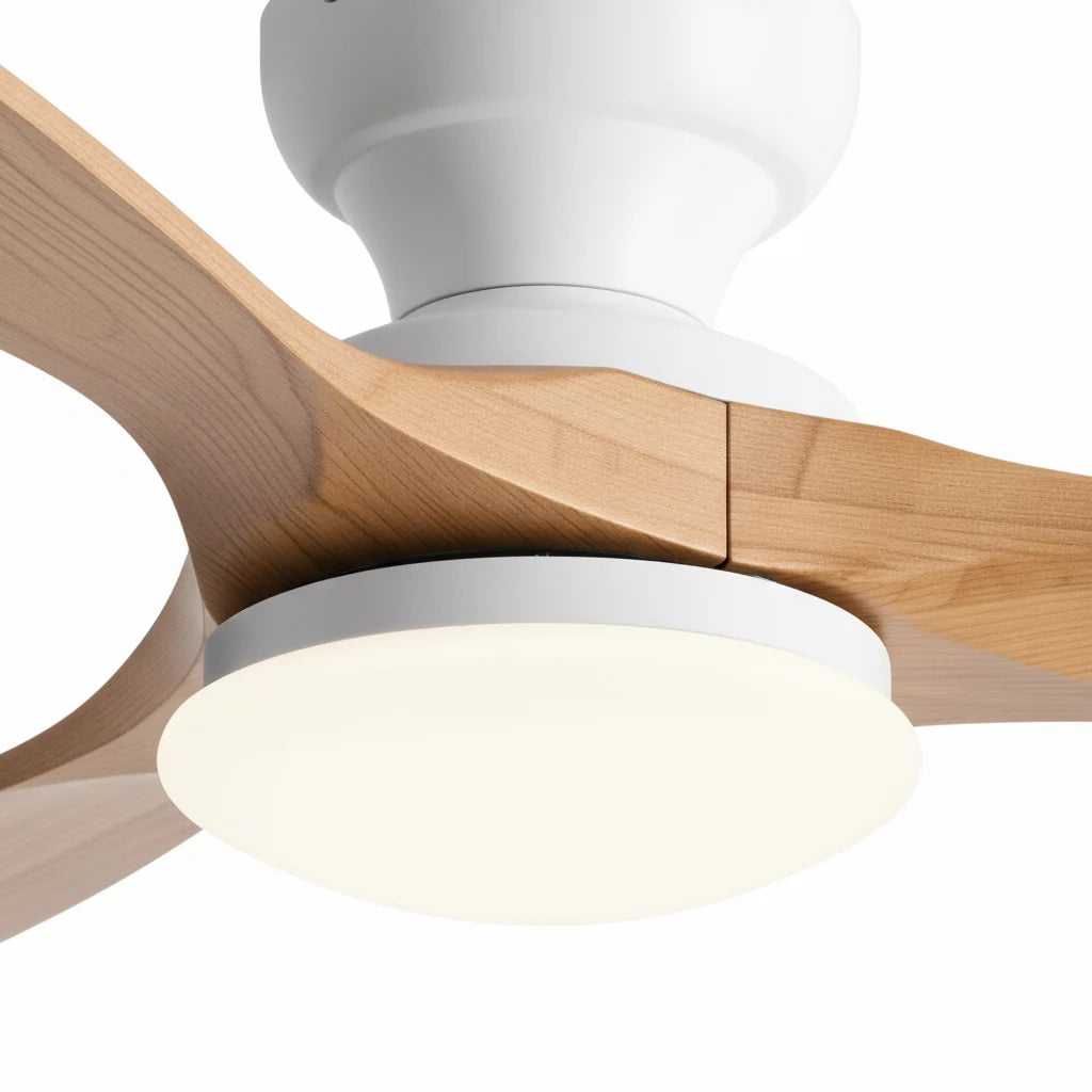 Close-up of the opal light diffuser under the white motor housing