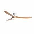 Ashland ceiling fan with light in natural oak and white, seen from the side