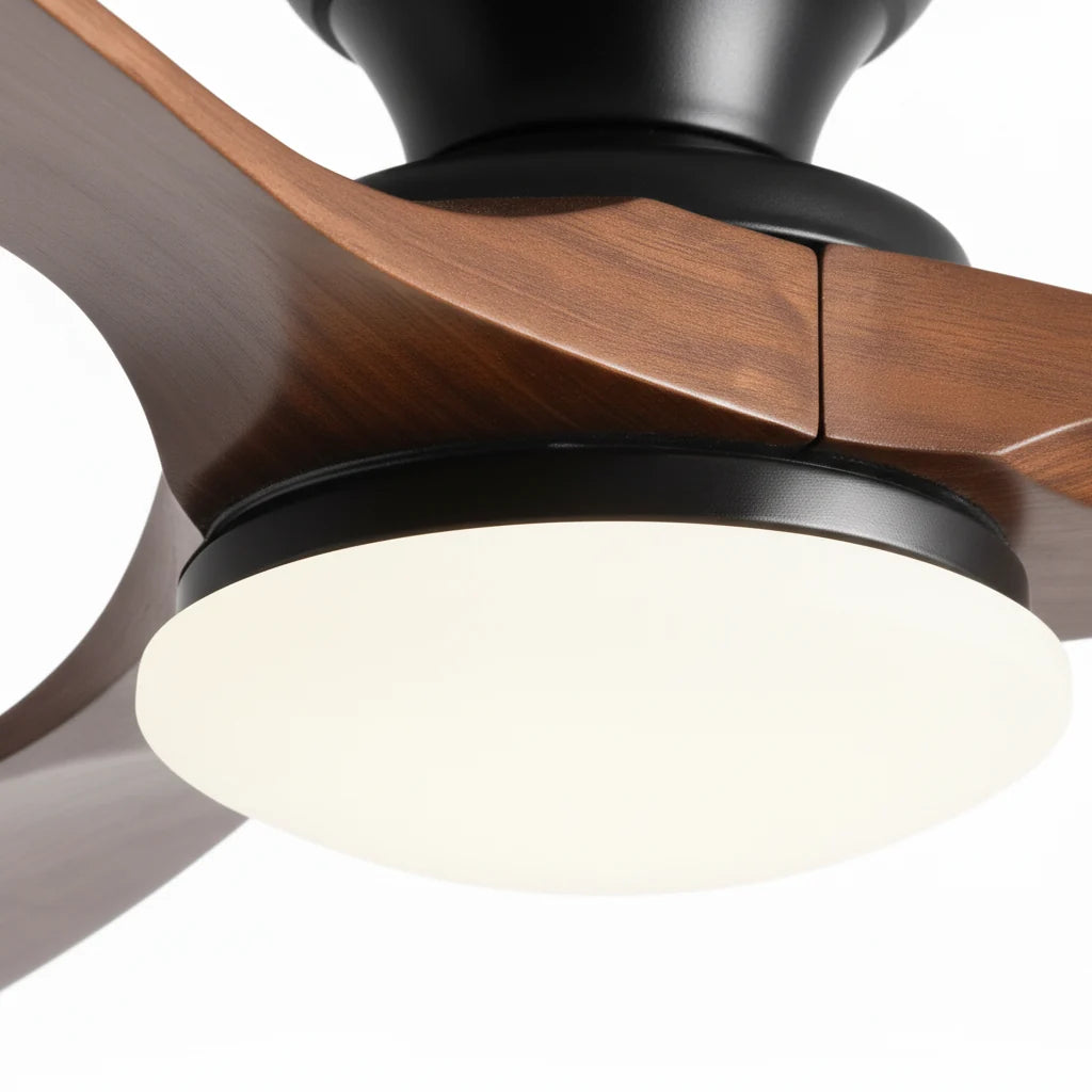 Close-up of the opal diffuser under the black motor housing