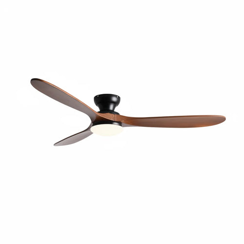 Ashland ceiling fan with light in dark walnut and black, seen from the side