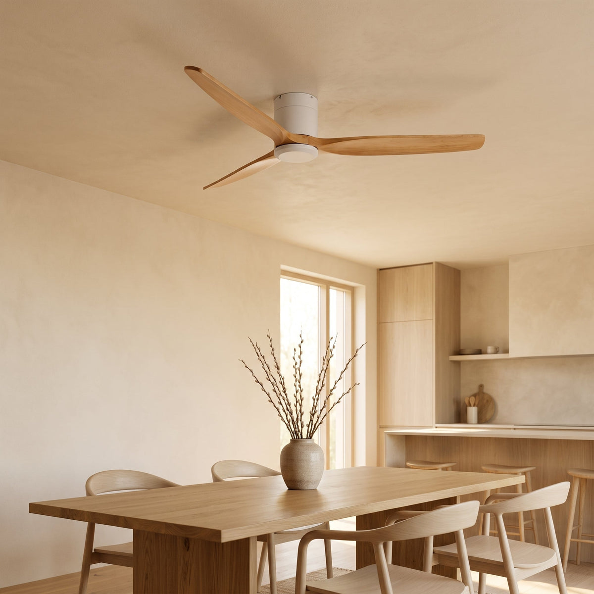 Bozeman ceiling fan above a dining table