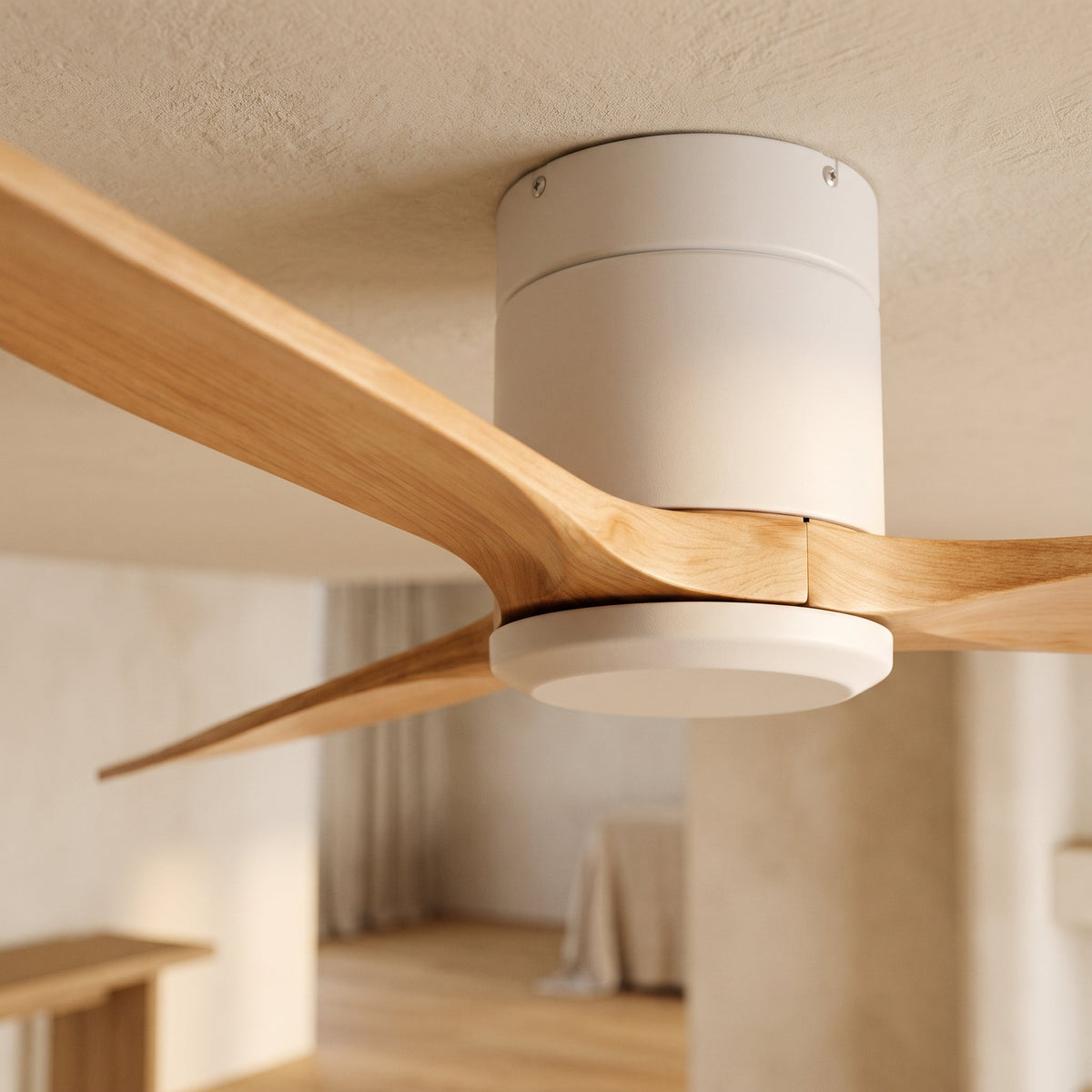 Close-up of the white housing where the oak blades meet