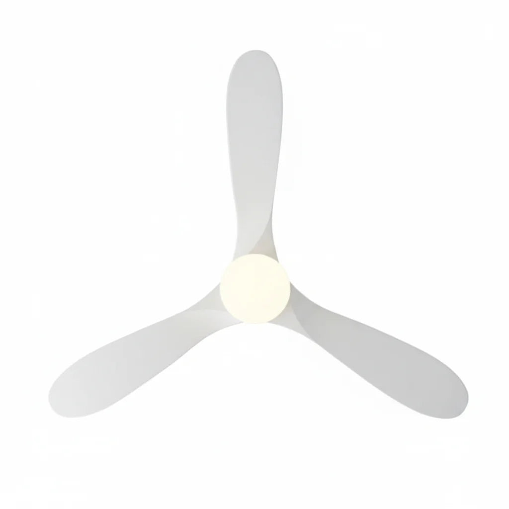 Savannah ceiling fan in white white, on a plain background