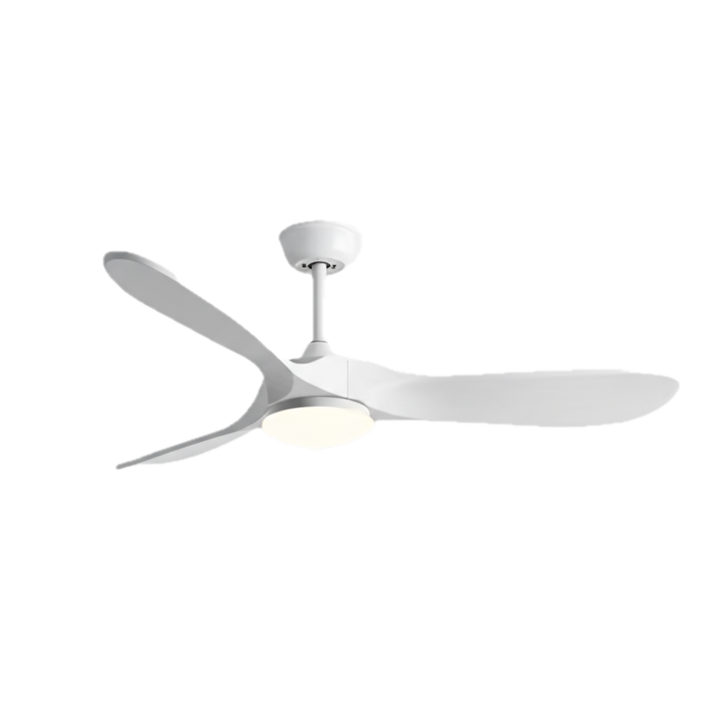Savannah ceiling fan in white white, seen from the side