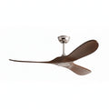 Savannah ceiling fan in brushed silver dark walnut, seen from the side