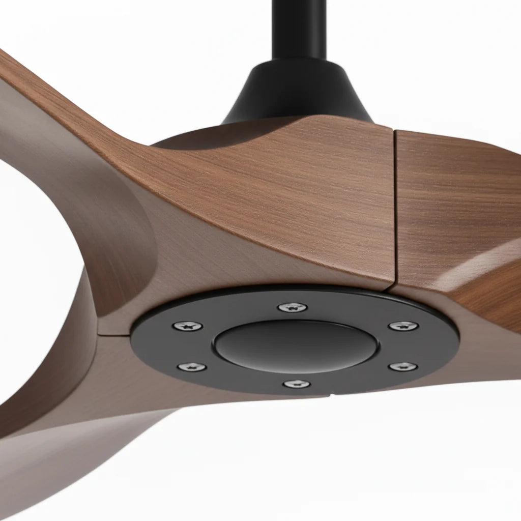 Close-up of the matte housing where the blades meet
