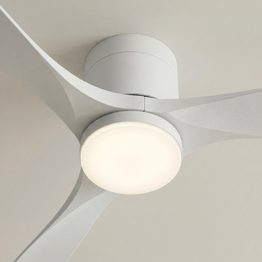 Durango ceiling fan with its light on seen from below