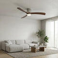Durango ceiling fan in brushed silver dark walnut, seen from the side