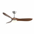 Savannah ceiling fan in brushed silver dark walnut, seen from the side