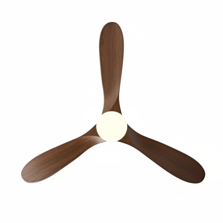 The three dark walnut blades seen from below