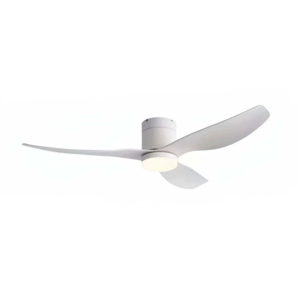 Marlow ceiling fan in white white, seen from the side