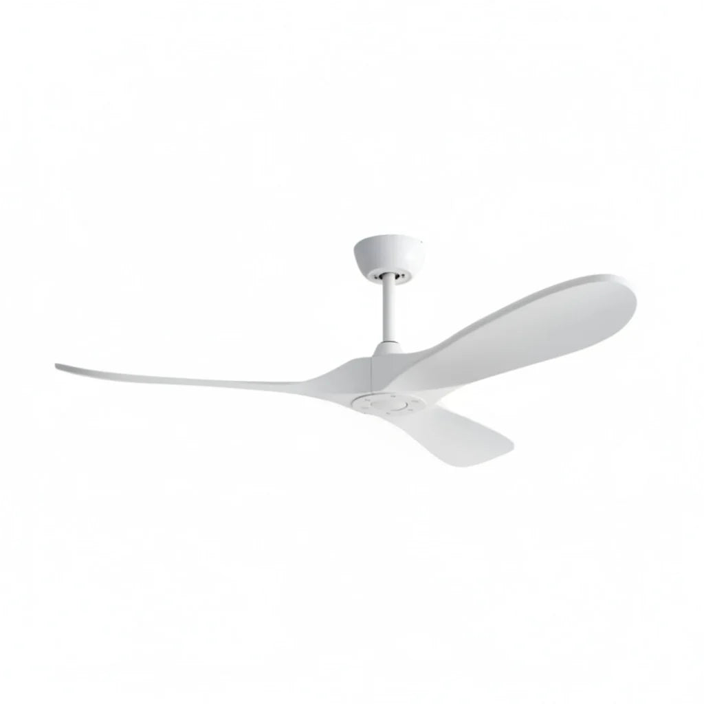 Savannah ceiling fan in white white, seen from the side
